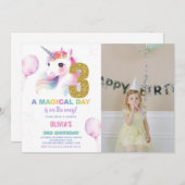 3e anniversaire Unicorn Anniversaire Invitations p (Devant / Derrière)