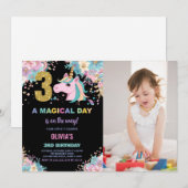 3e anniversaire Unicorn Anniversaire Invitations p (Devant / Derrière)