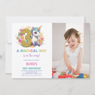 3e anniversaire Unicorn Anniversaire Invitations p