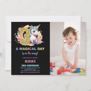 3e anniversaire Unicorn Anniversaire Invitations p