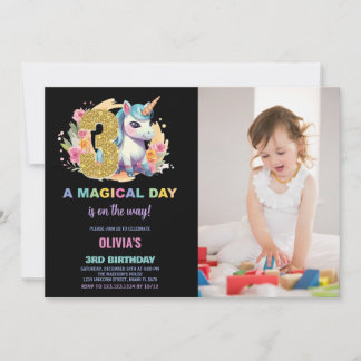 3e anniversaire Unicorn Anniversaire Invitations p