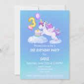 3e anniversaire Unicorne avec invitation de gâteau (Devant)