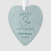 3e Aqua Leather Wedding Jubileum Ornament (voorkant)