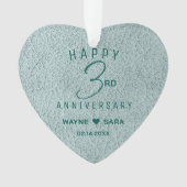 3e Aqua Leather Wedding Jubileum Ornament (voorkant)