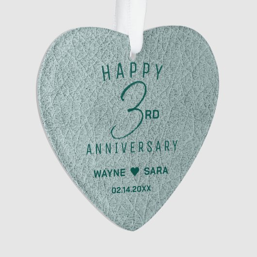 3e Aqua Leather Wedding Jubileum Ornament (voorkant)