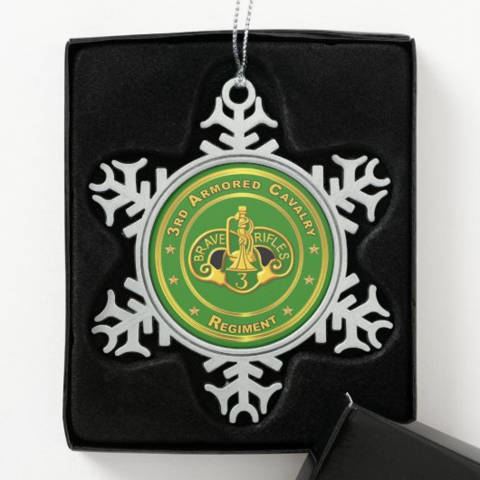 3e Armored Cavalry Regiment Tin Sneeuwvlok Ornament (Kistje)