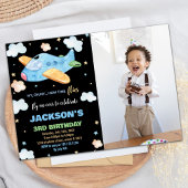 3E avion Invitations d'anniversaire Bleu Black Pho