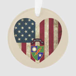 3e bataljon 75e Ranger Reg American Heart Flag Ornament