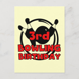 3e Bowling Verjaardag Tshirts en geschenken Briefkaart