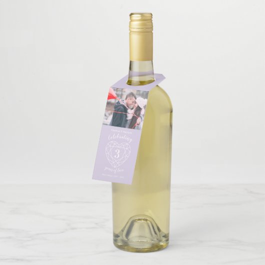 3e bruiloft Jubileum foto kristal edelsteen hart Flessenhanger (Schuin)