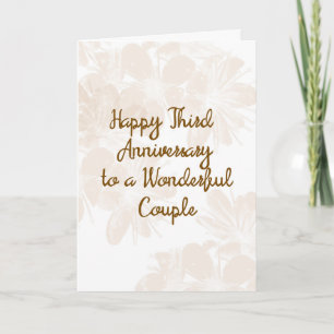 3e carte d'anniversaire du Mariage avec Fleurs Tan