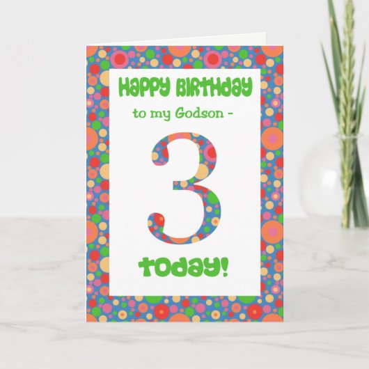 3e carte d'anniversaire pour Godson, Bright et Bub (Devant)