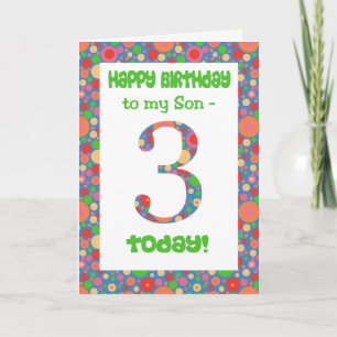 3e carte d'anniversaire pour un fils, brillant et 