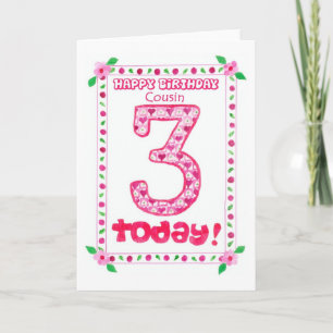 3e carte d'anniversaire pour une femme Cousin
