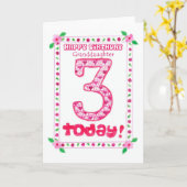 3e carte d'anniversaire pour une petite-fille (Fleur jaune)