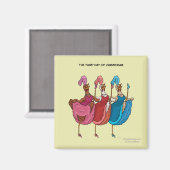 3e Dag van Kerstmis (Drie Franse Kippen) Magneet (Voorkant / Achterkant)