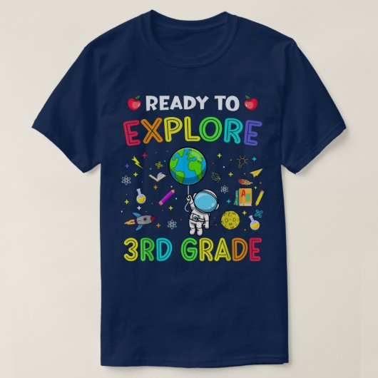 3e graad terug naar school astronaut ruimte E T-shirt (Design voorkant)