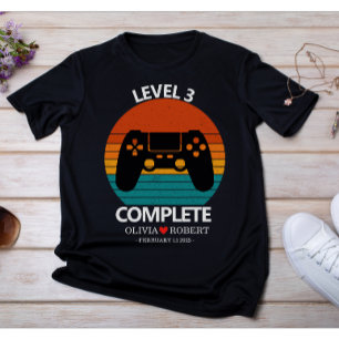 3e huwelijksverjaardag op maat gemaakte retro vide t-shirt