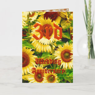 3e huwelijksverjaardagskaart - Zonnebloem Kaart