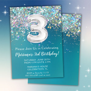 3e Invitation anniversaire Parties scintillant Tur