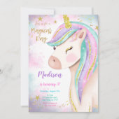 3e Invitation d'anniversaire de la licorne magique (Devant)