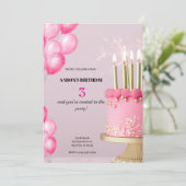 3e Invitation d'anniversaire - Pièce mignonne et p (Debout devant)