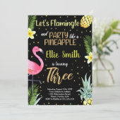3e Invitations d'ananas à Flamant rose de Parties  (Debout devant)
