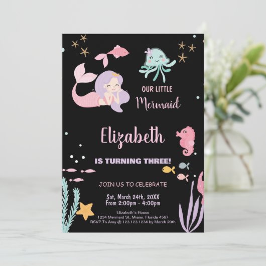 3e Invitations d'anniversaire de notre petite sirè (Debout devant)