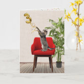 3e jaarballon met tabletkat kaart (Gele Bloem)