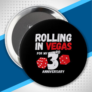 3e Jubileum Gehuwd 3 jaar Vegas Jubileum Ronde Button 4,0 Cm