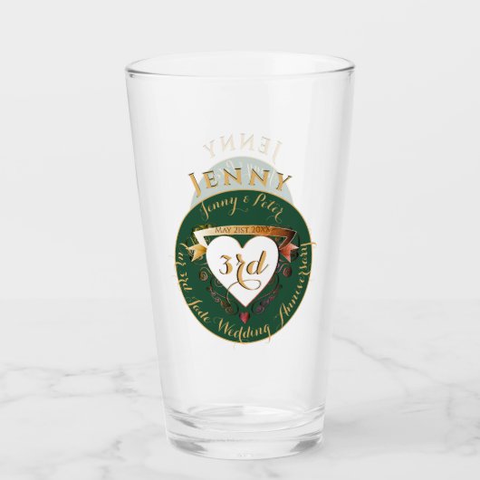 3e Jubileum Jade Color Glas (Voorkant)