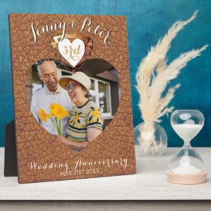 3e Jubileum met lederen bruiloft Foto Fotoplaat