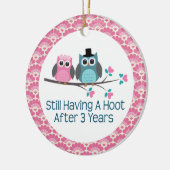 3e Jubileum Owl Weddenschap Jubilea Gift Keramisch Ornament (Links)