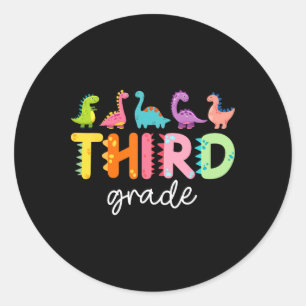 3e klas dinosaurus terug naar school eerste school ronde sticker