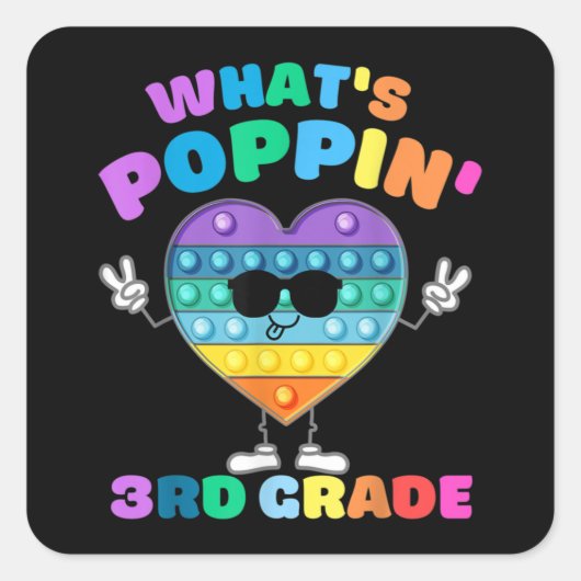 3e klas eerste dag van de Pop op school Vierkante Sticker (Voorkant)