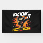 3e klas ninja trap eerste dag terug naar school spandoek (Horizontaal)