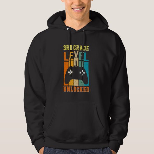 3e klas niveau ontgrendeld grappig terug naar scho hoodie (Voorkant)