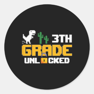 3e klas ontgrendeld dinosaur grappig videospel Ck  Ronde Sticker