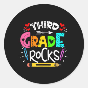 3e klas rotsen derde klas rock terug naar school ronde sticker