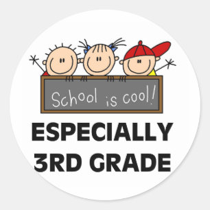 3e klas school ronde sticker