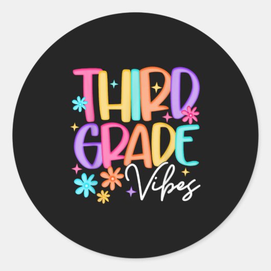 3e klas vibes terug naar school Kinder leraar prep Ronde Sticker (Voorkant)