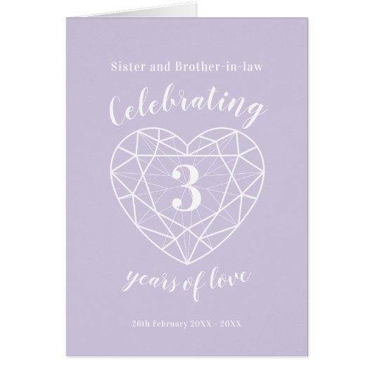 3e mariage anniversaire cristal 3 ans carte d'amou (Devant)