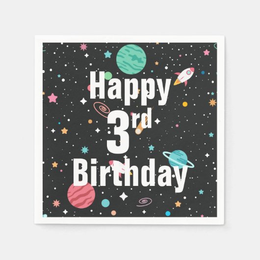 3e martday Rocket Ships and Planets Servet (Voorkant)