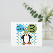 3e Penguin Verjaardag Tshirts en geschenken Briefkaart (Staand voorkant)