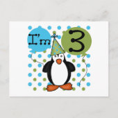 3e Penguin Verjaardag Tshirts en geschenken Briefkaart (Voorkant)