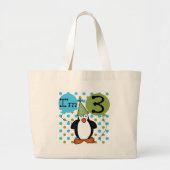 3e Penguin Verjaardag Tshirts en geschenken Grote Tote Bag (Voorkant)