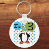3e Penguin Verjaardag Tshirts en geschenken Sleutelhanger (Voorkant)
