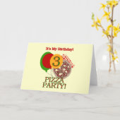 3e Pizza Party Verjaardag Tshirts en geschenken Kaart (Gele Bloem)