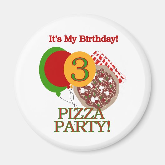 3e Pizza Party Verjaardag Tshirts en geschenken Magneet (Voorkant)