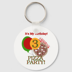 3e Pizza Party Verjaardag Tshirts en geschenken Sleutelhanger